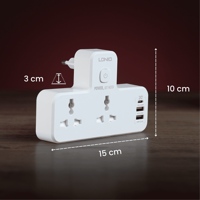 3-Port USB Charger Extension Power Strip  20W USB-C, PD, USB-A Wall Charger Adapter Fast Charger - OddTech Store