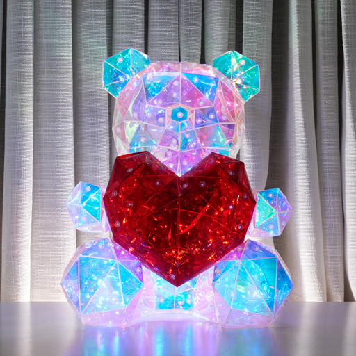 Led Teddy Bear With Heart Holographic Glow Lamp - OddTech Store 