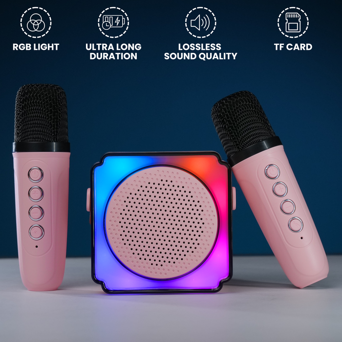 Mini Portable Karaoke Speaker With Dual Wireless Mic