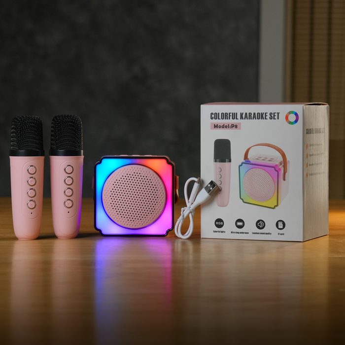 Mini Portable Karaoke Speaker With Dual Wireless Mic