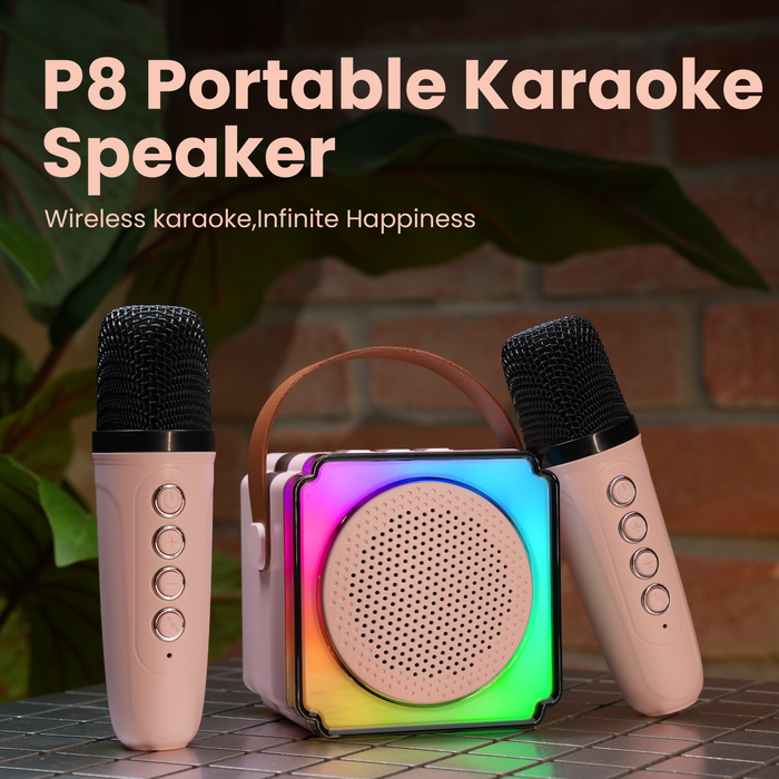 Mini Portable Karaoke Speaker With Dual Wireless Mic