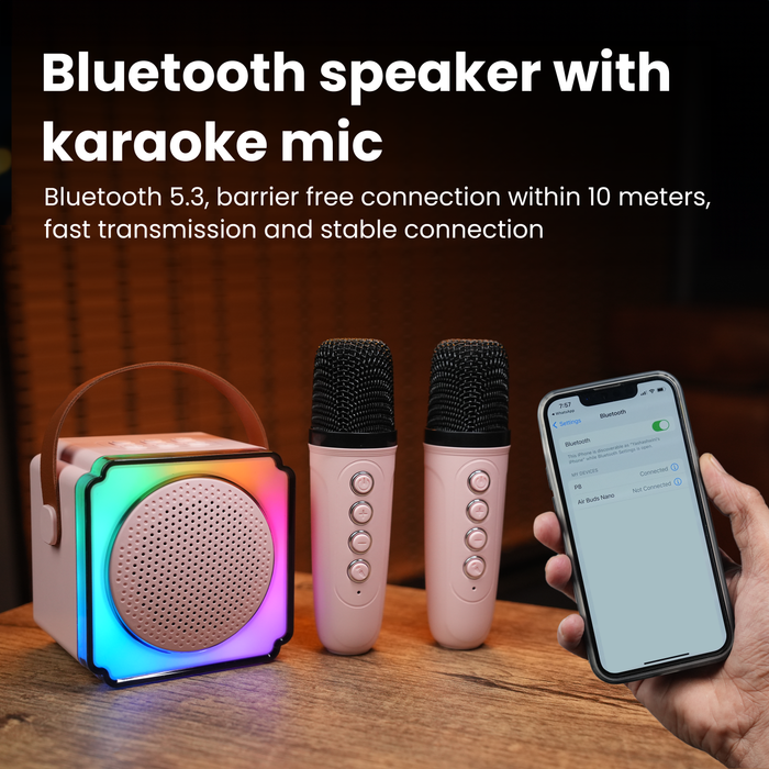 Mini Portable Karaoke Speaker With Dual Wireless Mic