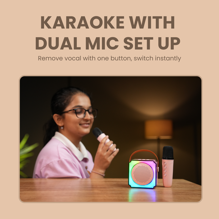 Mini Portable Karaoke Speaker With Dual Wireless Mic