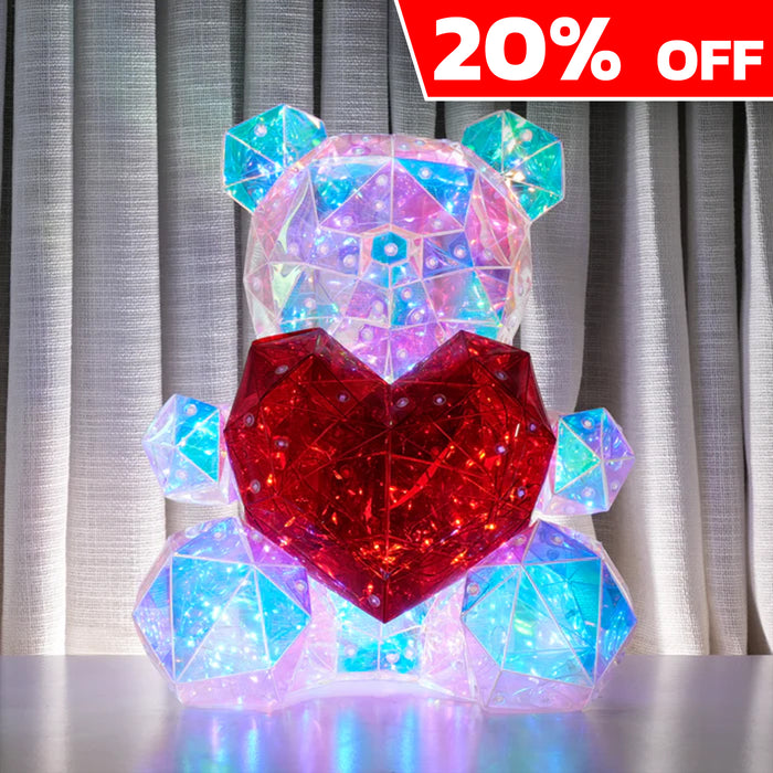 Led Teddy Bear With Heart Holographic Glow Lamp